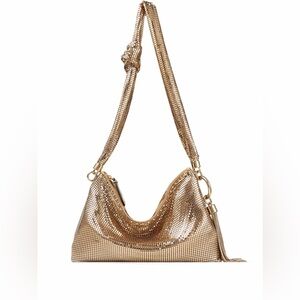 Like new JIMMY CHOO Callie Shoulder Gold Metal Mesh Shoulder Bag $3,295
